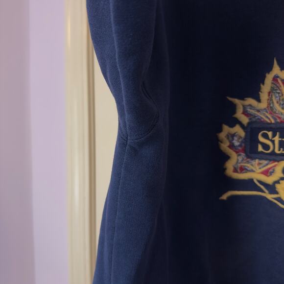 Vintage Stratford Crewneck Sweatshirt No Size Embroidered Navy Blue Gold Red - Picture 5 of 9